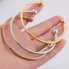 Bangle Drop Quality Metal Copper C Shape Round Ball Open Cuff Bangles For Men Women Gifts