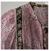[EAM] Женщины узор напечатанные плиссированные старинные платья V-образным вырезом с длинным рукавом свободные подходящие мода весна лето 7A038 21512