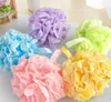 New100pcs / Lot Fashion Lace Mesh PUF Esponja Baño Spa Mango Cuerpo Ducha Scrubber Ball Colorido Baño Cepillos Esponjas ZZF12850