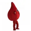 Halloween Red Blood Drop Maskottchen Kostüm Top -Qualität Cartoon Anime Theme Charakter Carnival Unisex Erwachsene Outfit Weihnachtsgeburtstagsfeier Kleid