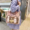 Bunny Ita Bag Backpack Cute Rabbit Ears Shoulder Kawaii Girls Pink with PVC Transprent Pocket Clear Itabag H219 211009