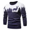 Nouveau hiver hommes arbre de noël cerf imprimer hommes chandails décontracté col rond hommes pulls mince chandails Pull hommes Y0907