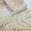 EWQ] Spring Sweet O-Cou Puff Sleeve High Taille Robe Femmes Crochet Broderie Élégante Dentelle élastique QX175 210510