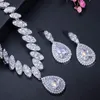 Silver Color Bridal Jewelry Sets Cubic Zirconia Wedding Necklace And Earrings Luxury Crystal Fashion Bracelet,