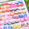 100 Pairs Anti Allergy Girls Child Earrings Mix Style Candy Colors Fruit Stud Earrings Party Jewelry Small earrings Wholesale 211012