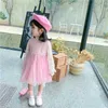 Girls Outfits Pink Long Sleeve Coat+gauze Sundress Fashion 2PCS Baby Girl Sets Clothes 1-7Y E11045 210610