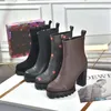 Kvinnor Designer Stövlar Ankel Boot Classic Mönster Leopard Utskrift Real Läder Skor Mode Sko Vinter Fall med Box EU: 35-41 9858