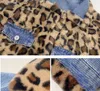 Fall winter Girls leopard grain fleece coat kids lapel long sleeve velvet thicken warm denim outwear children reversible casual tops Q2852