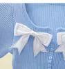 女性の甘いかわいいちょう結びの半袖スリムなカーディガンセーター韓国風ニット薄型ファッションシックトップメス210519