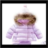 Ålder 17 år Baby Girls Winter Warm Down Coats Barn Fur Hooded Jacket Kids Bomull Coat Outwear B8QCI MNBTX