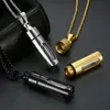 Pendant Necklaces Men Glass Cylinder Essential Oil Perfume Necklace Cremation Stainless Steel Male Choker Jewelry286x