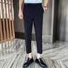 高品質ビジネスドレスパンツ男性オフィスソーシャルカジュアルパンツ春足首長さのズボンPantalon Homme Classique 210527