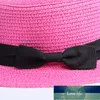 Parent-child wholesale sun flat straw hat boater hat girls bow summer Hats For Women kid and Beach flat panama straw