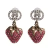 Neue Mode -Strass -Rosa -Farbe elegante und modische Erdbeerfrucht Trendy Wassertropfen Ohrringe Schmuck für Frauen 2021276u