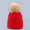 Mode Pelz Pom Poms Hut für Frauen Winter Strickgemüse Mütze Dicke Frau Skullies Beanie Caps