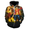 3D print Hoodie men's / women's baseball suit pirate king Luffy series sweater handsome