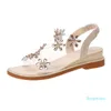 Mode-Sandalen Sommer Frauen Elegante Folien Fersen Dame Blumen Flache Schuhe Femme Casual Wedges Platform 4cm