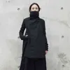 [EAM] 2022 Mode Winterständer Blei Unregelmäßiger langer Baumwoll-gepolsterte Kleidung Lose Mantel Solid Black Jacke Frau YA771 211130