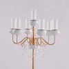 No candles including)7 head gold with white candle holder decorative table centerpiece modern candle stick for decoration senyu750