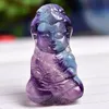 Manual Meditation Female Buddha Statue Religious Pendant Bodhisattva Quan Kwan Yin Protection Amulet Charm Made of Rainbow Fluorite Gemstone Healing Crystal