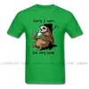 매우 바쁜 sloth t 셔츠 남자의 탑 티셔츠 재미있는 만화 티셔츠 여름 회색 티셔츠 짧은 소매 면화 옷 플러스 크기 210716