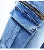 2237 Youaxon Büyük Artı Boyutu Klasik Çoklu Cepler Jean`n Ultra Sıkı Denim Pantolon Kadınlar için Pantolon 210809