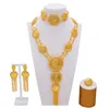 Orecchini Collana Gioielli di lusso 24K Dubai Color oro Arabo Etiope Regali di nozze africani Bracciale da sposa Anello Set di gioielli