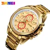 Skmei Business Men Quartz Watches Alloy Strap Large Dial Mens Watch Waterproof Wirstwatch Relogio Masculino Reloj Hombre 1378 Q0524