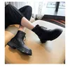 Botas tornozelo para mulheres moda plataforma saltos sapatos de couro tendência boot preto feminino designer booties mulher