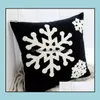 Bedding Supplies Textiles & Garden 45*45Cm Pillow Case Square Christmas Car Sofa Cushion Er 3D Snowflake Towel Embroidery Xmas Home Decorati
