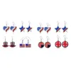 4 Paar Ohrringe mit amerikanischer Flagge, fünfzackiger Stern, leicht, bequem, Strass-Ohrringe, Unabhängigkeitstag, Q0709