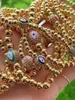 Beaded Strands 5PCS Turkish Crystal Eye Bead Bracelets For Women Jewelry Trendy Gold Ball Beads Pulsera Jewellery Elastic Bracelet Fawn22