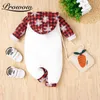 Prowow Baby Girlsオーバーザル祭りのための私の最初のクリスマスの服Festival Baby Bornsuits PatchWork Kidsed 211229