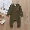 Spring Baby Boys Girl Rompers Long Sleeves Pure Color Autumn Boy born Clothes 210429