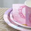 Einweggeschirr Prinzessin Schloss Rosa Geschirr Teller Tasse Hochzeit Geburtstag Party Dekor Babyparty Mädchen Erstversorgung