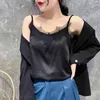 Tops Dameskleding Blusas Mujer Zomer Sling Satijn Mouwloze Shirts Casual Sexy Solid Lace Fashion 9750 210510
