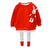 Hylkidhuose baby tjejer kläder sätter barn kläder spets tecknad kanin t-shirt byxor toddler spädbarn barn semester kostym 211021
