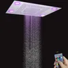 24 X 31 Inch Rain Shower Head With LED Control Remote Panel Stainless Steel 304 Bubble Mist Rain Waterfall Functions