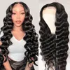 Ishow 20-26 inch 13x2 Human Hair Wigs Pre-Plucked Lace Front Wig Straight Body Loose Deep for Black Women Natural Color Clearance
