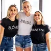 Brud blondin brunett tshirt bachelorette brudtärna ulzzang toppar kvinnor estetisk bröllopsfest t-shirt kvinnor