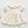 Sommar Bodysuit Floral Ruffles Kortärmad Jumpsuit Spädbarn Born Kläder Söt Kläder Baby Girl Dress 210417