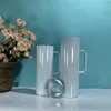 30oz sublimação tumbler reto com punho sublimado espaços de água de garrafa de água transferência térmica caneca de café isolada copo de beber clear palha lida plana A02