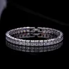 3mm stone 18cm long 925 sterling silver princess cut zircon barcelet bangle for women wedding bride fashion jewelry S4798