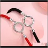 Bracelets de charme j￳ias2pcs/conjunto simples mobius anel casal minimalista corda vermelha preta corrigir amantes de bracelete de moda do dia dos namorados DR DR DR DR