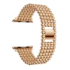 Fem pärlor metallband för Apple Watch 38mm 40mm 42mm 44mm Fashion Round Bead Armband Armbands Iwatch Series SE 6 5 4 3 Klockband Smart Tillbehör