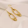 Mode retro ellipse hål hängsmycke halsband örhängen charm smycken sätter fint bearbetade ljusa i Italien 9k g / f guld färg