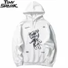 Mens Hip Hop Hoodie Streetwear Sweatshirt Grappige Gewonde Bear Print Black Pullover Katoenen Fleece Hooded Sweatshirt Harajuku 210720