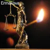 ERMAKOVA Estatua de la diosa de la justicia griega de bronce antiguo europeo, adornos de escultura de resina de ángeles justos, decoración del hogar de escritorio, regalo 2327P