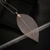 Gorący Sprzedawanie Kobiety Prezent Handmade Real Leaf Pathimen Wisiorek Sweter Łańcuch Naszyjnik
