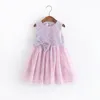Robes d'été pour filles enfants vêtements enfants vêtements paillettes décoration bowknot robe de princesse maille de maille 210528